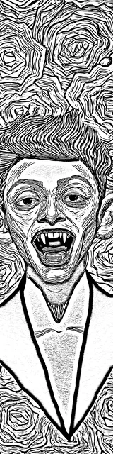 Free colorable bookmarks of a delighted vampire man